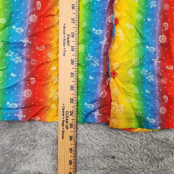 BP Shirt Womens M Rainbow Be Proud Camp Stripe Paisley Button Down BP441189MN - Picture 10 of 12